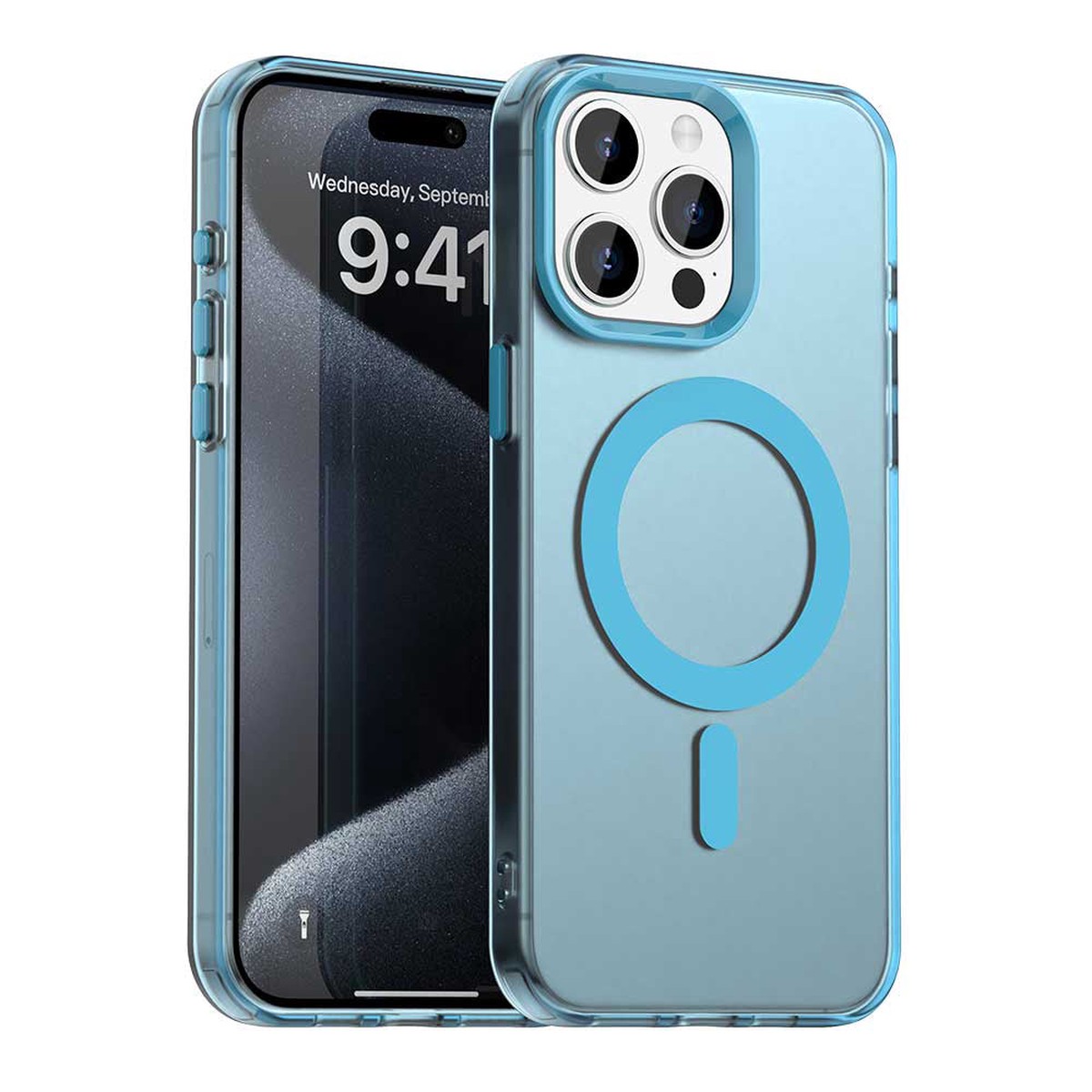 Funda MagSafe para Apple iPhone 15 Pro Max, Techsuit, CandyCase, Azul