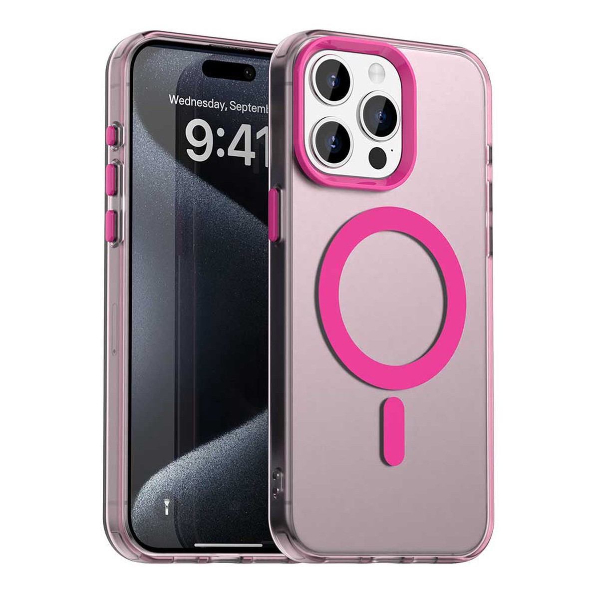 Funda MagSafe para Apple iPhone 15 Pro Max, Techsuit, CandyCase, Rosa