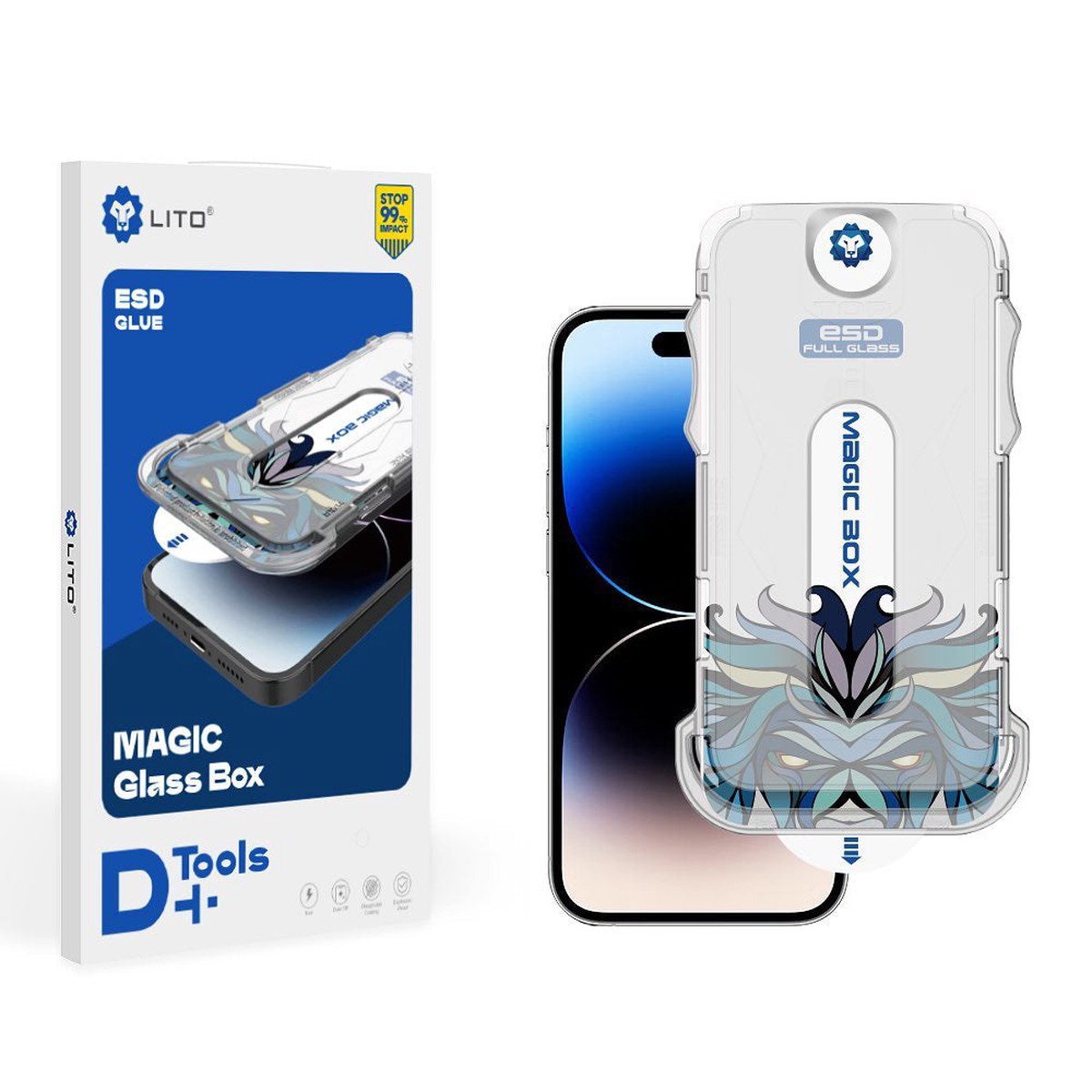 Protector de pantalla Lito Magic Glass Box D+ Tools para Apple iPhone 11 Pro, vidrio templado, adhesivo completo