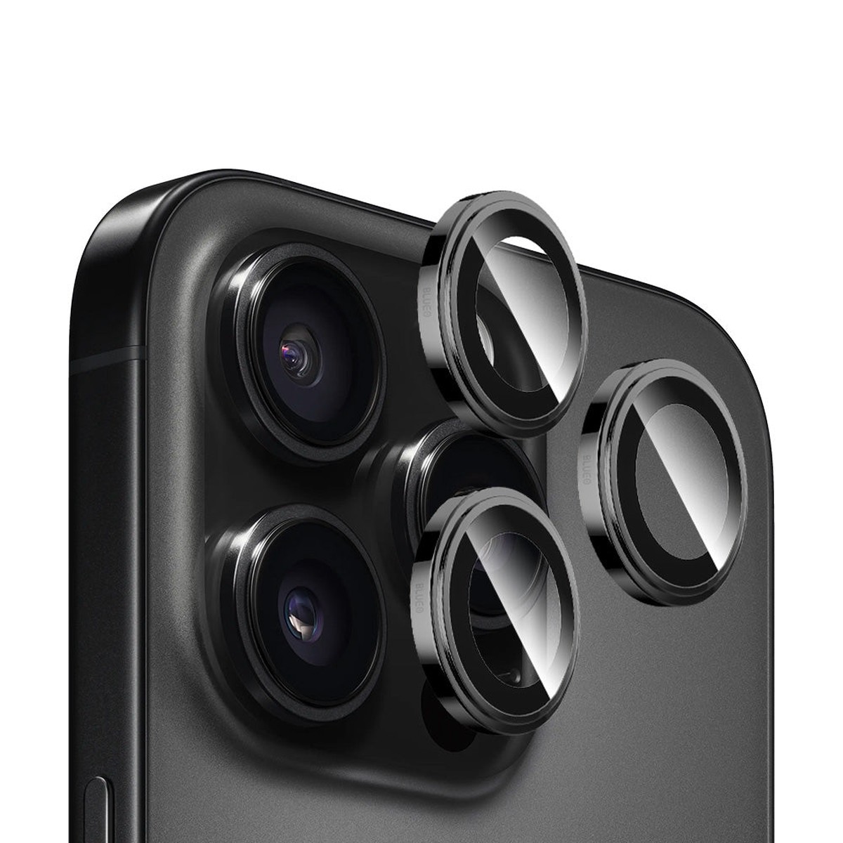 Protector de cmara trasera Blueo Sapphire Crystal para Apple iPhone 14 Pro Max / 14 Pro, vidrio templado, negro
