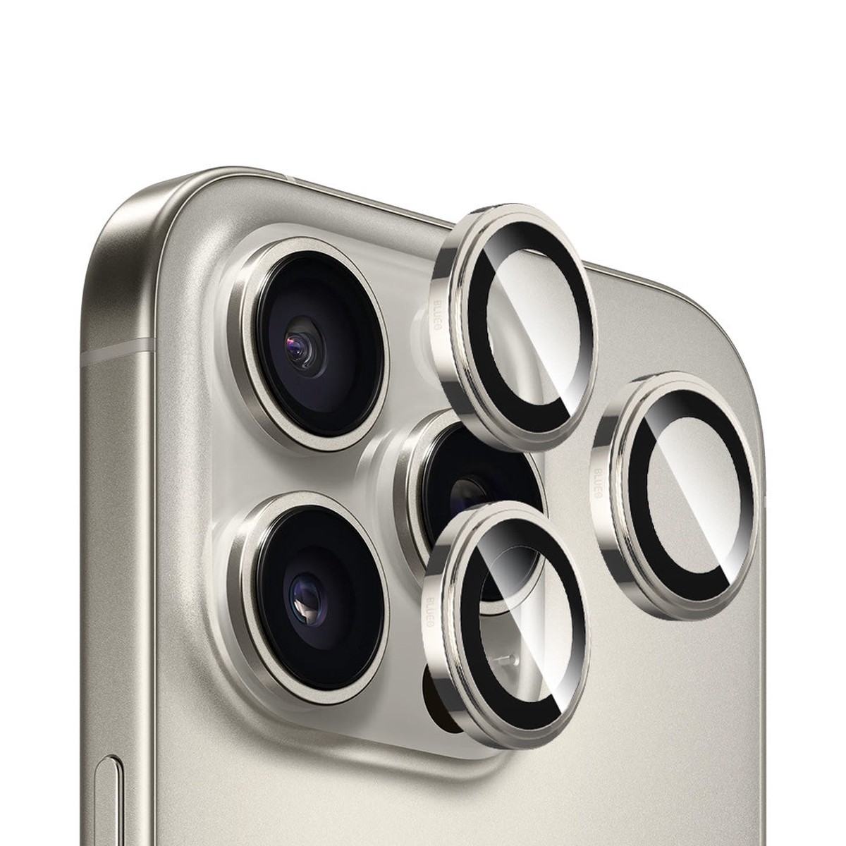 Protector de cmara trasera Blueo Sapphire Crystal para Apple iPhone 16 Pro Max / 16 Pro, vidrio templado, gris metlico