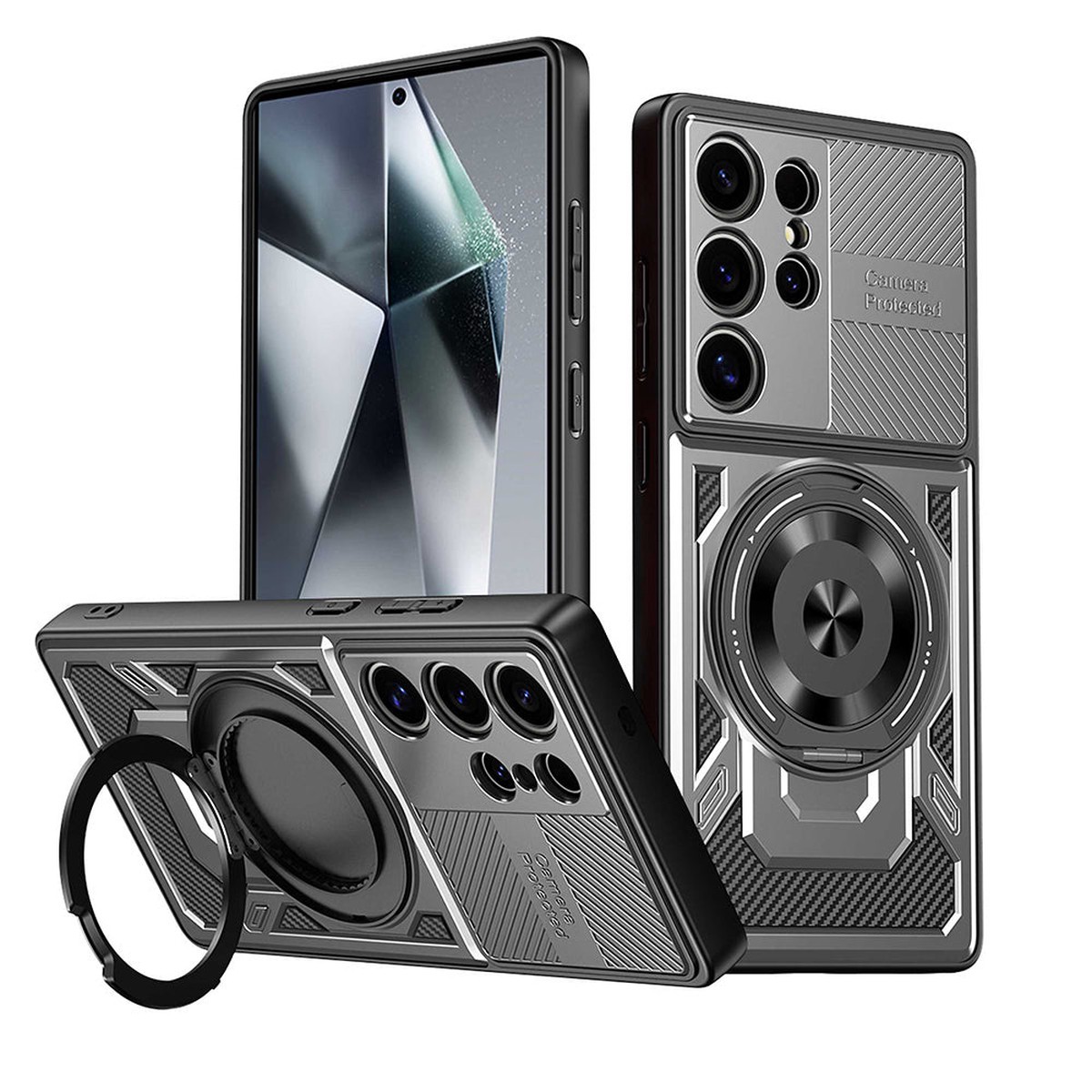 Funda para Xiaomi Poco C75 / Redmi 14C, Techsuit, RuggedCam, Gris