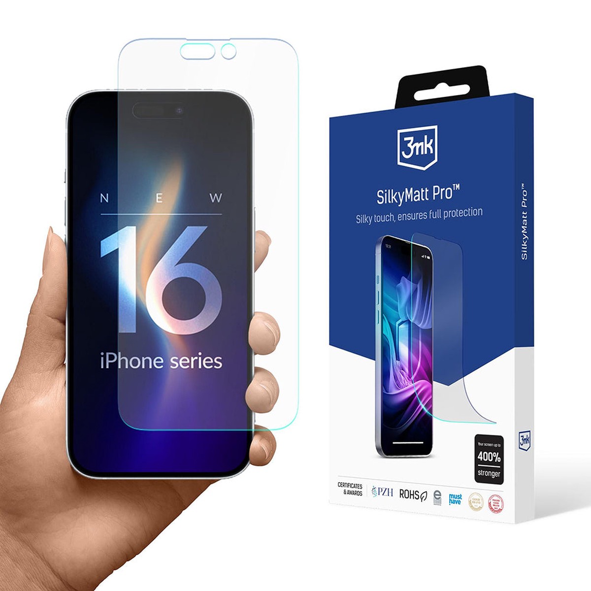Protector de pantalla mate 3MK Silky Pro para Apple iPhone 16, plstico