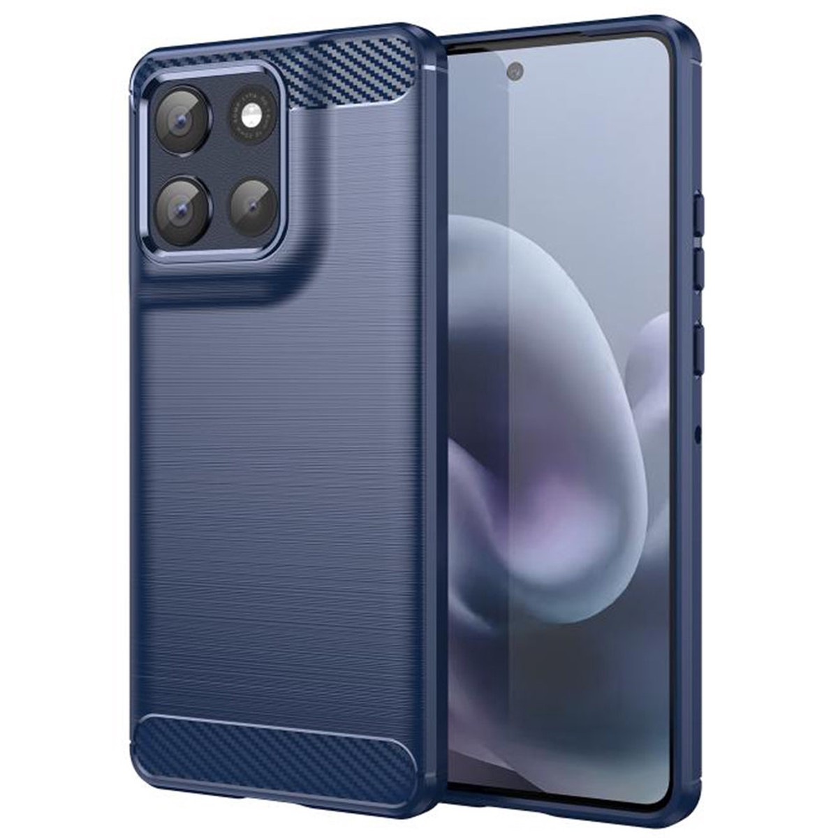 Funda para Motorola Moto G86, Techsuit, Carbono, Azul