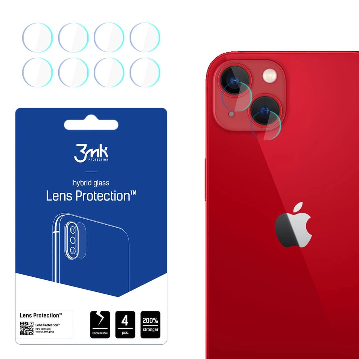 Protector de pantalla para cmara trasera 3MK Protection para Apple iPhone 13, vidrio flexible, juego de 4 piezas, transparente