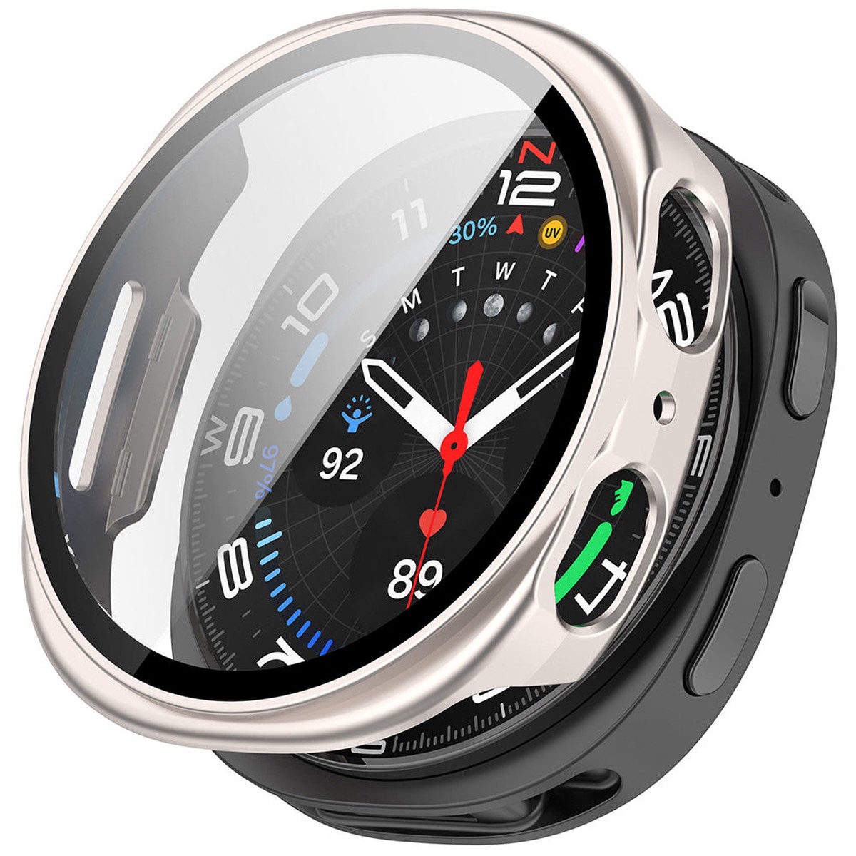 Funda Techsuit Defense360 Pro para Samsung Galaxy Watch9 / Watch8 44mm, Plateado Perlado