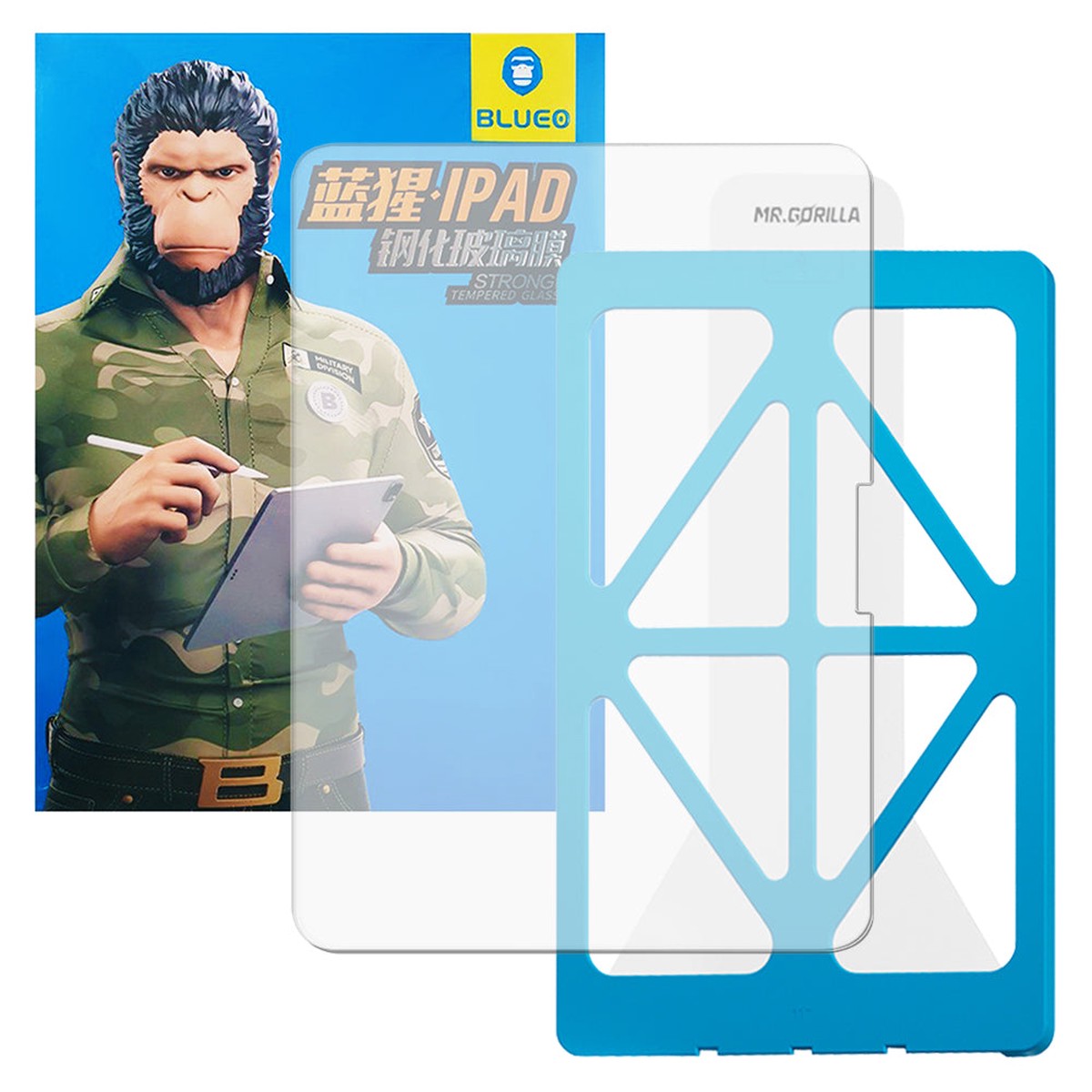 Protector de pantalla Blueo HD Applicator Pro para Apple iPad Air 11 (2024), Vidrio templado, Pegamento completo