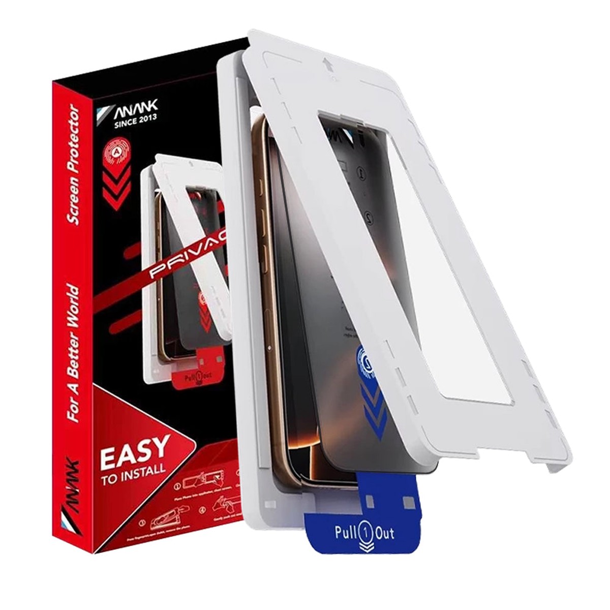 Protector de pantalla Privacy Anank 2X Reforzado para Apple iPhone 15 Pro, Vidrio Templado, Pegamento Completo, 2.5D