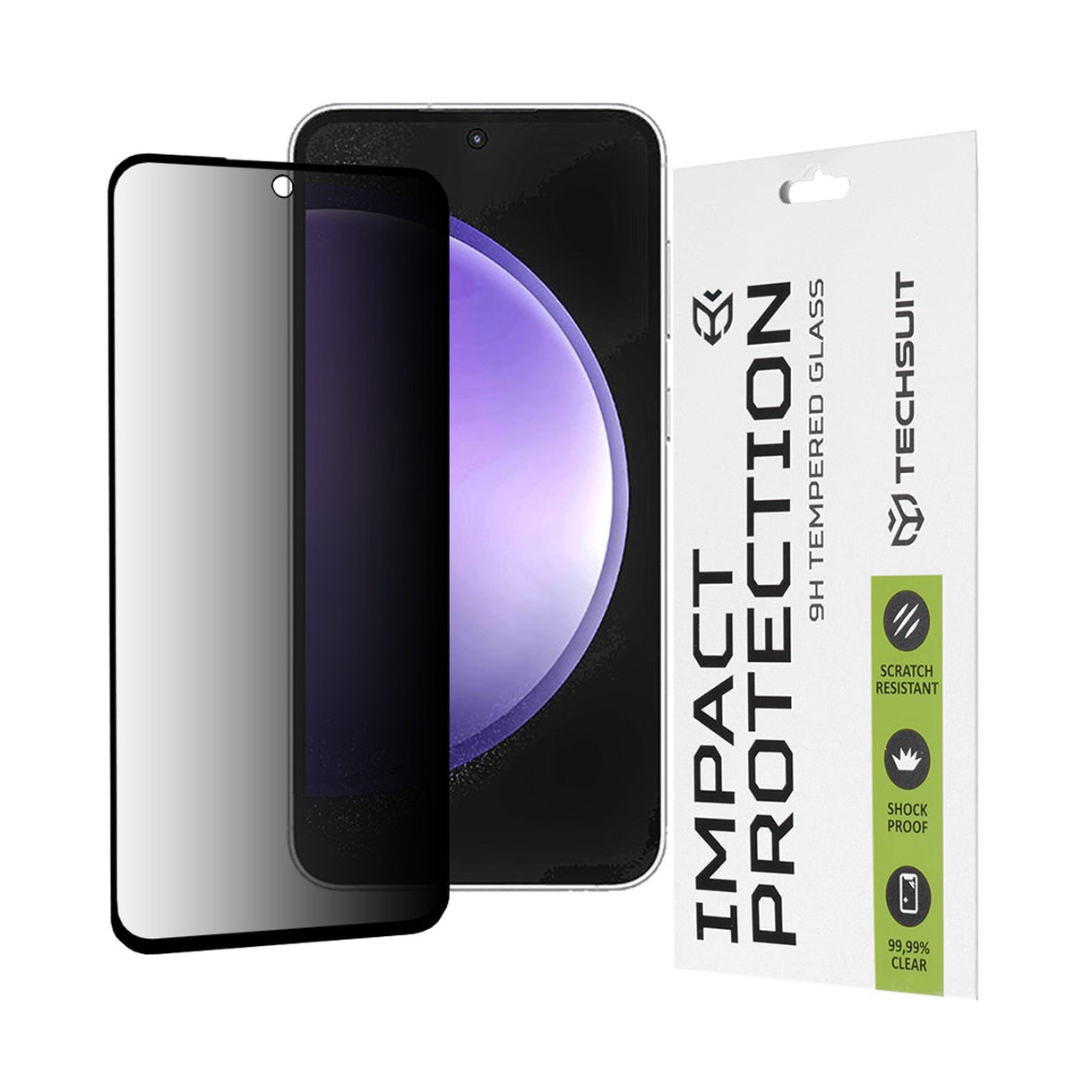 Protector de pantalla Privacy Techsuit para Samsung Galaxy S23 FE S711, vidrio templado, adhesivo completo, 111D