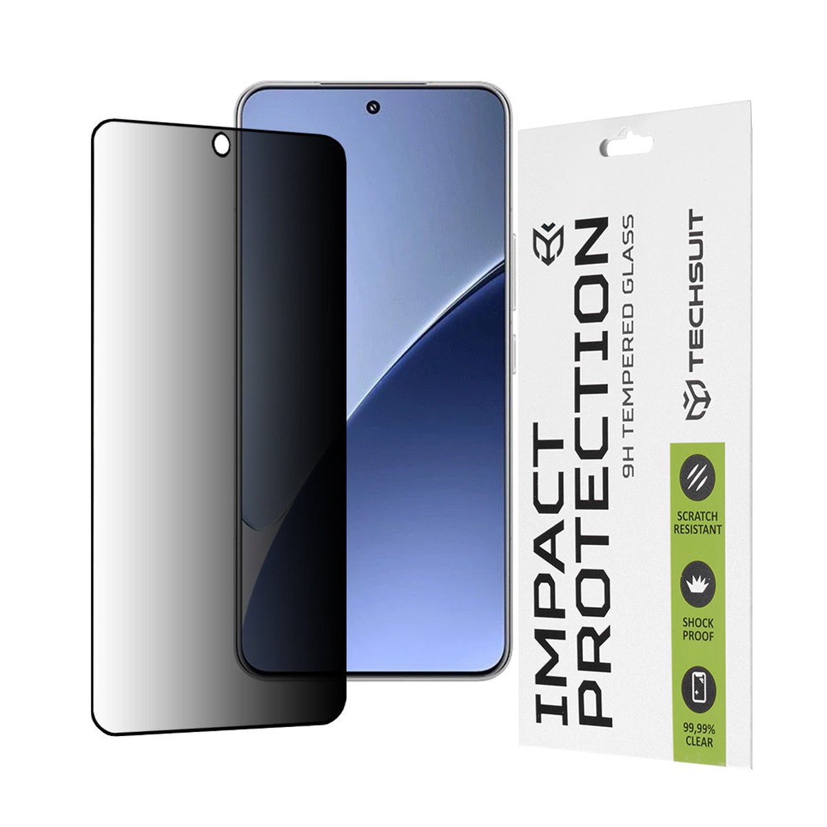 Protector de pantalla Privacy Techsuit para Xiaomi 15, vidrio templado, adhesivo completo, 111D