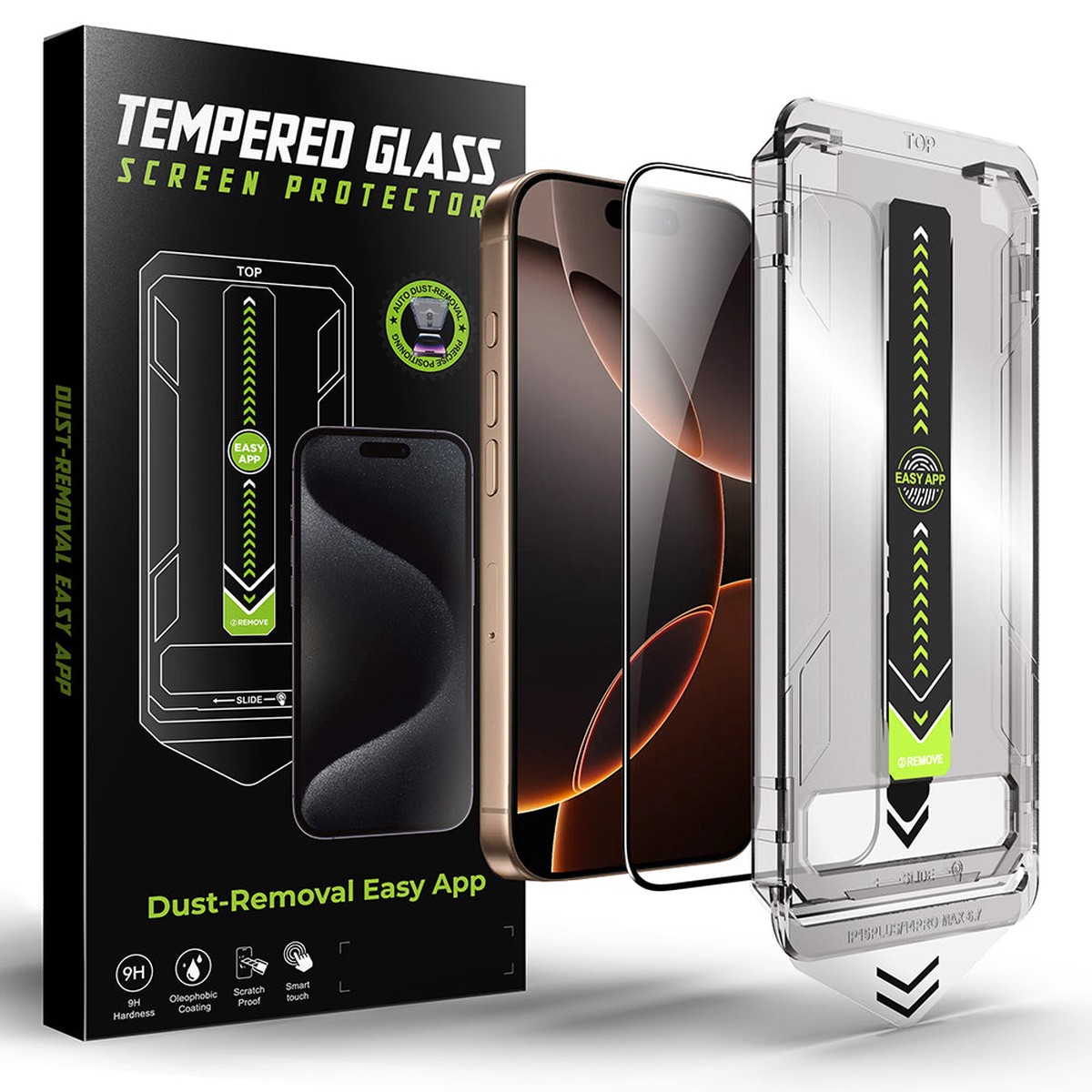 Protector de pantalla Techsuit TitanGlass para Apple iPhone 11 / XR, Vidrio templado, Pegamento completo, Negro