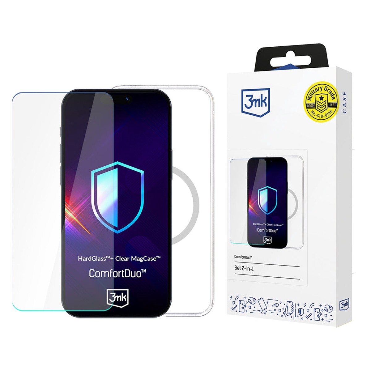 Funda MagSafe para Apple iPhone 16 Pro Max, 3MK, ComfortDuo, Transparente