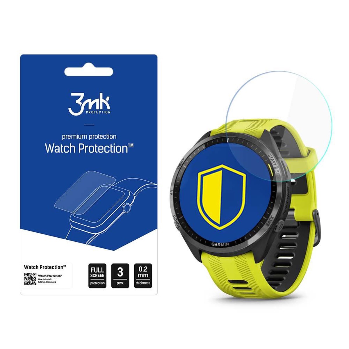 Protector de pantalla 3MK Arc para Garmin Forerunner 965, Set de 3 piezas, Plstico