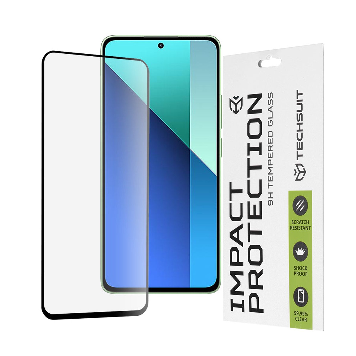 Protector de pantalla Techsuit para Xiaomi Redmi Note 13 4G, vidrio templado, adhesivo completo, 111D, negro
