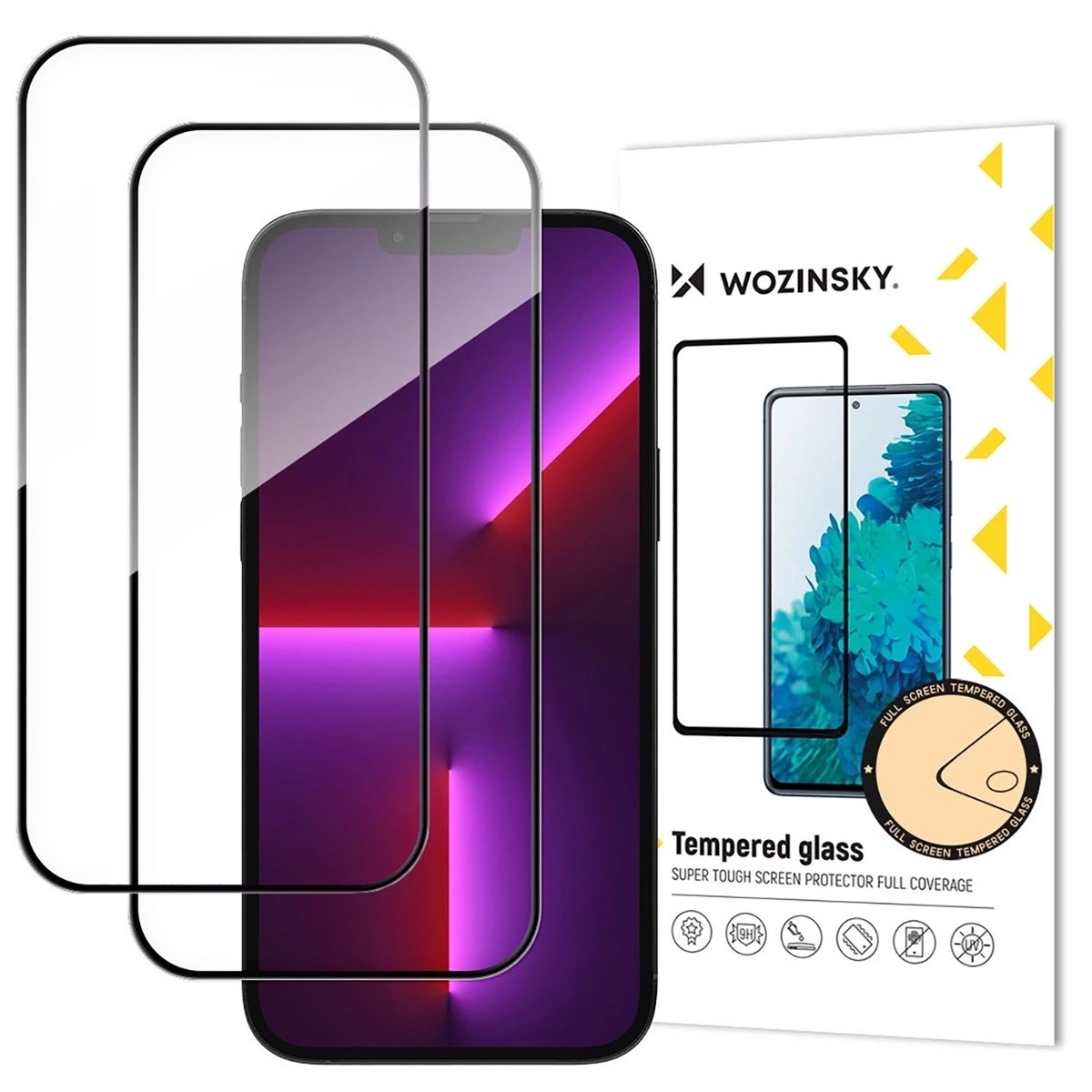Protector de pantalla WZK para Apple iPhone 18 Pro Max / 17 Pro Max, vidrio templado, adhesivo completo, juego de 2 piezas, negro