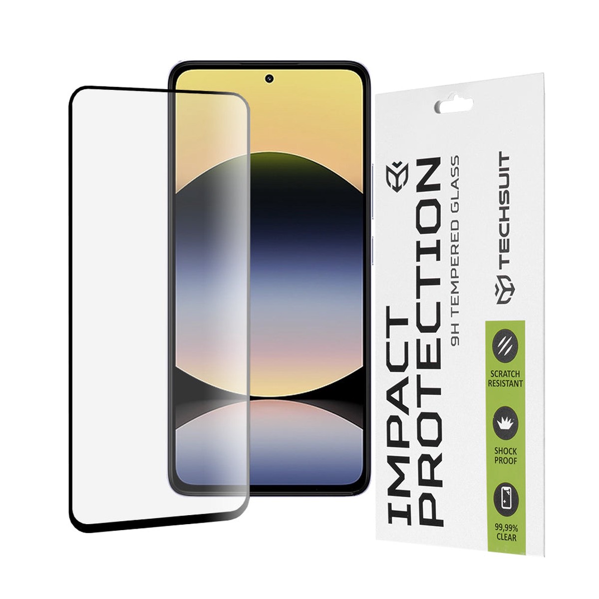 Protector de pantalla Techsuit para Xiaomi Redmi Note 14 4G (Regional) / Note 14 5G, Vidrio templado, Full Glue, 111D, Negro