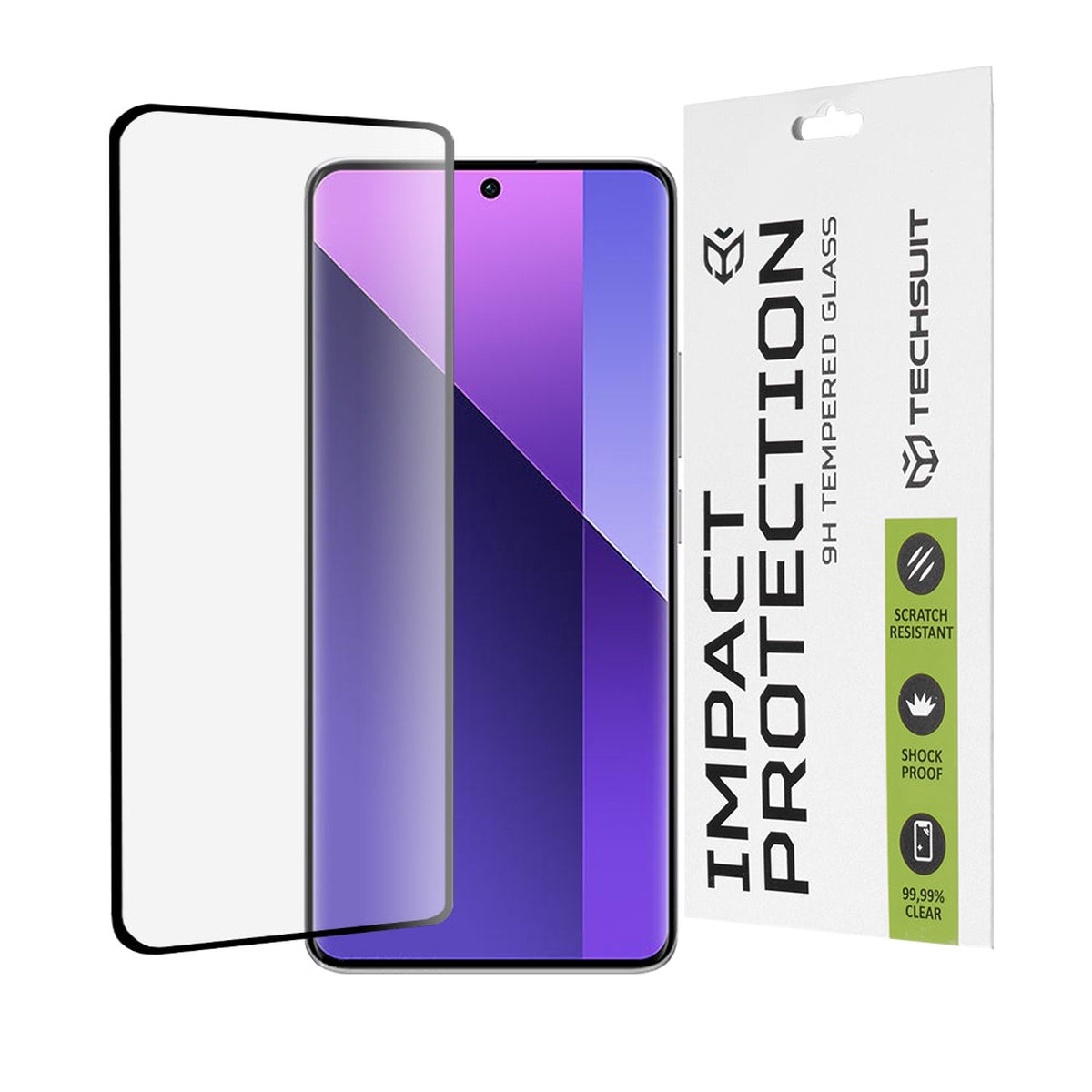 Protector de pantalla Techsuit para Xiaomi Redmi Note 14 Pro 4G / Note 14 Pro+ 5G / Note 14 Pro 5G, vidrio templado, adhesivo completo, 111D, negro