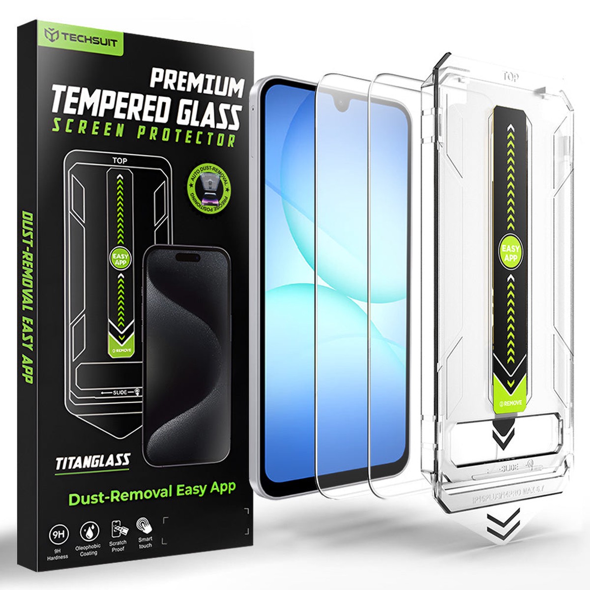 Protector de pantalla Techsuit TitanGlass CrystalHD para Samsung Galaxy A17 5G A176 / A16 5G A166 / A16 4G A165, Vidrio templado, Set de 2 piezas
