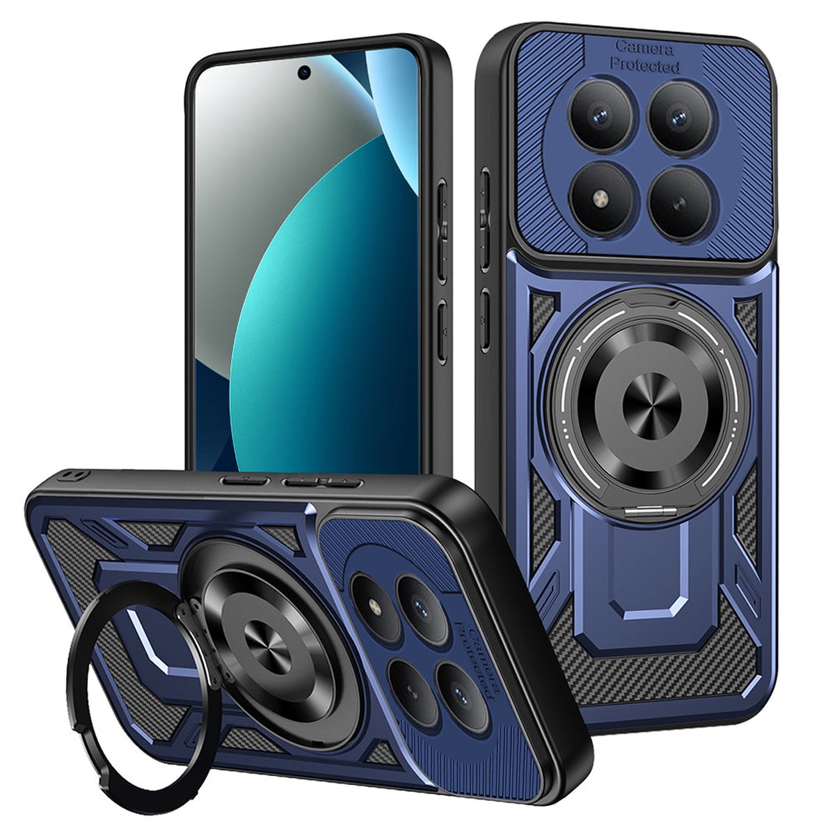 Funda para Xiaomi Redmi Note 15 Pro 4G, Techsuit, RuggedCam, Azul.
