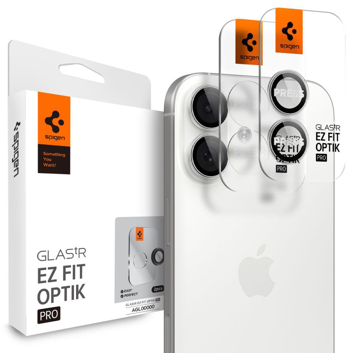 Protector de cmara trasera Spigen GlastR EZ FIT Optik Pro para Apple iPhone 17 / 16 Plus / 16, Cristal Templado, Set de 2 piezas, Plateado