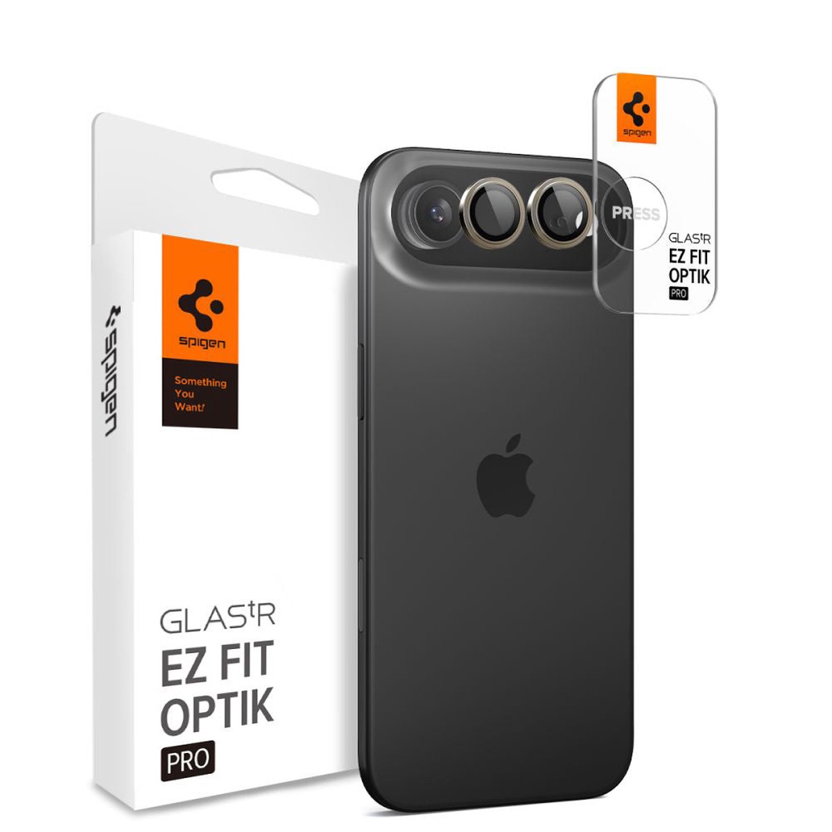 Protector de cmara trasera Spigen GlastR EZ FIT Optik Pro para Apple iPhone 17 Air, Cristal Templado, Set de 2 piezas, Dorado AGL10131