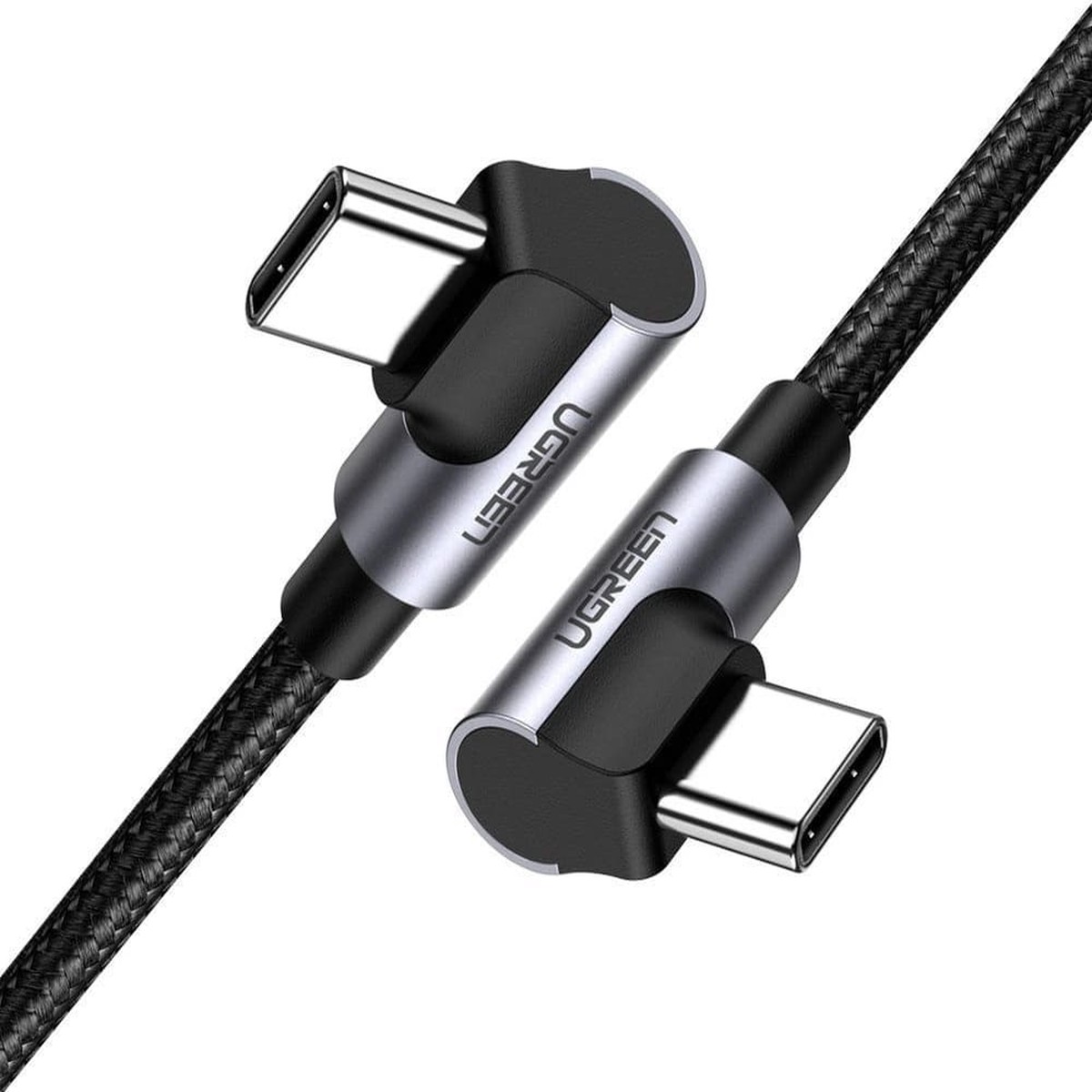 Cable de Datos y Carga USB-C - USB-C UGREEN US323 Angled, 60W, 2m, Negro