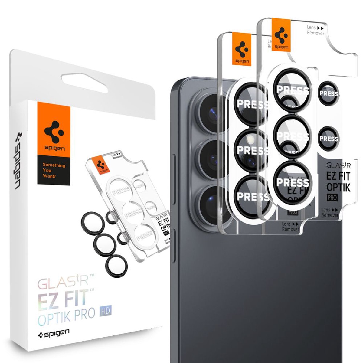 Protector de cmara trasera Spigen GlastR EZ FIT Optik Pro HD para Samsung Galaxy S26 Ultra S948, Cristal Templado, Set de 2 piezas, Negro.