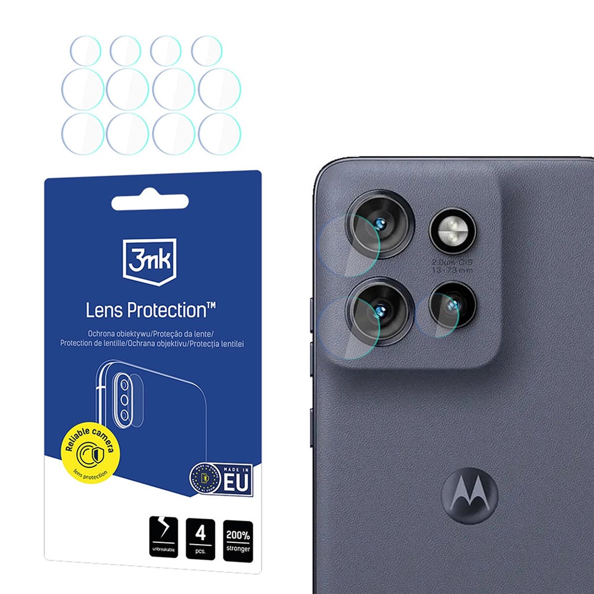 Protector de cmara trasera 3MK Protection para Motorola Edge 60 Neo, Cristal Flexible, Set de 4 piezas, Transparente