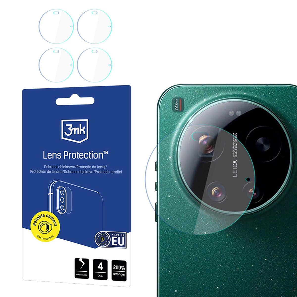 Protector de cmara trasera 3MK Protection para Xiaomi 17 Ultra, Cristal Flexible, Set de 4 piezas, Transparente