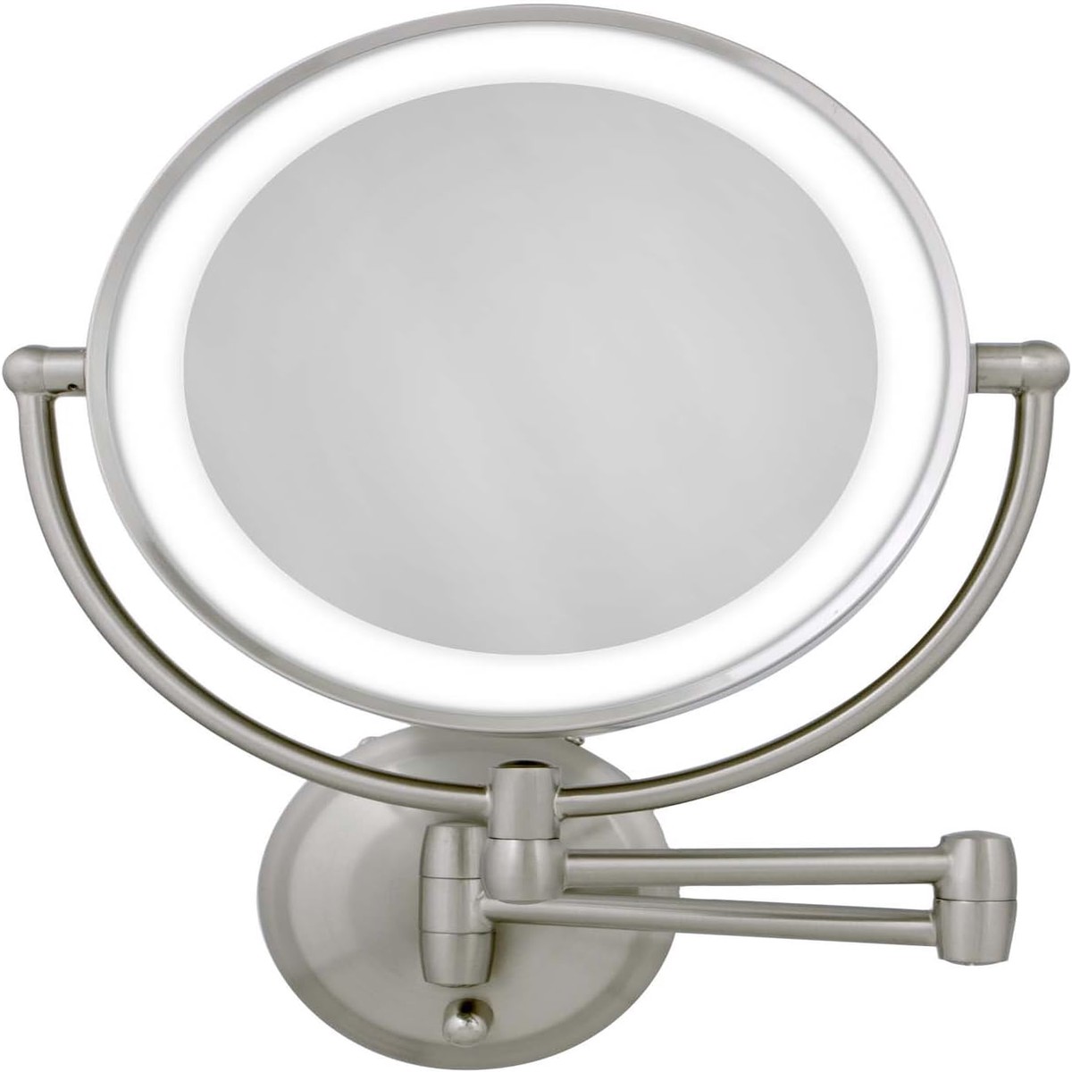 Zadro LED Wall Mount Makeup Mirror with Magnification, 360 Rotation, 48 cm Extension (37cm x 28cm | 5X/1X | Satin Nickel)